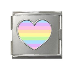 Cute Pastel Rainbow Striped Pattern Mega Link Heart Italian Charm (18mm) by pakminggu