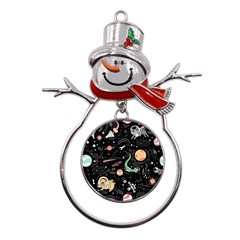 Cat And Dog Space Pattern Metal Snowman Ornament