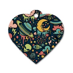 Alien Ocket Space Aesthetic Pattern Dog Tag Heart (one Side) by pakminggu