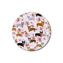 Corgis Corgi Pattern Rubber Coaster (round) by Cowasu