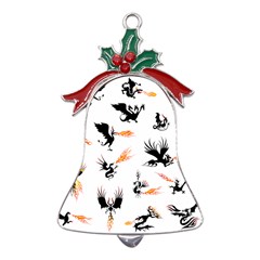 Dragon-phoenix-fire-bird-ancient Metal Holly Leaf Bell Ornament