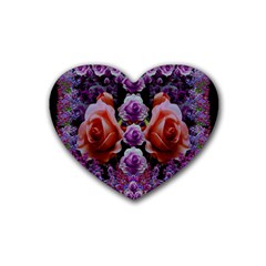 Night So Peaceful In The World Of Roses Rubber Coaster (heart)