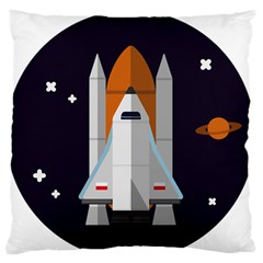 Rocket-space-universe-spaceship Large Premium Plush Fleece Cushion Case (two Sides) by Cowasu
