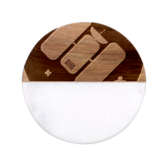 Satellite-machine-space-dark Classic Marble Wood Coaster (round)  by Cowasu