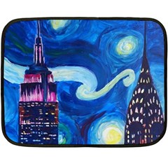 Starry Night In New York Van Gogh Manhattan Chrysler Building And Empire State Building Two Sides Fleece Blanket (mini) by Sarkoni