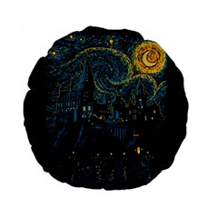 Castle Starry Night Van Gogh Parody Standard 15  Premium Flano Round Cushions by Sarkoni