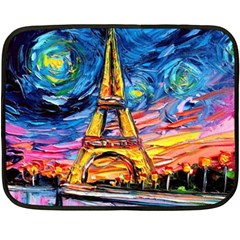 Eiffel Tower Starry Night Print Van Gogh Two Sides Fleece Blanket (mini) by Sarkoni