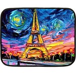 Eiffel Tower Starry Night Print Van Gogh Two Sides Fleece Blanket (Mini) 35 x27  Blanket Front