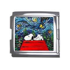 Dog Cartoon Vincent Van Gogh s Starry Night Parody Mega Link Italian Charm (18mm) by Sarkoni