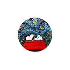 Dog Cartoon Vincent Van Gogh s Starry Night Parody Golf Ball Marker (4 Pack) by Sarkoni