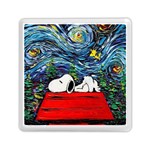 Dog Cartoon Vincent Van Gogh s Starry Night Parody Memory Card Reader (Square)