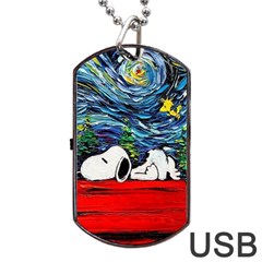 Dog Cartoon Vincent Van Gogh s Starry Night Parody Dog Tag Usb Flash (two Sides) by Sarkoni