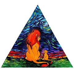Lion Art Starry Night Van Gogh Wooden Puzzle Triangle by Sarkoni