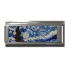 Mosaic Art Vincent Van Gogh s Starry Night Superlink Italian Charm (9mm) by Sarkoni