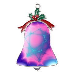 Geometry Abstract Pattern Hypercube Metal Holly Leaf Bell Ornament