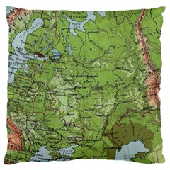 Map Earth World Russia Europe Standard Premium Plush Fleece Cushion Case (one Side) by Bangk1t