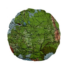 Map Earth World Russia Europe Standard 15  Premium Flano Round Cushions by Bangk1t