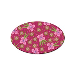 Flower Background Pattern Pink Sticker Oval (10 Pack)