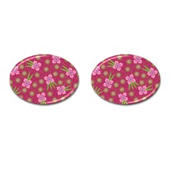 Flower Background Pattern Pink Cufflinks (oval)