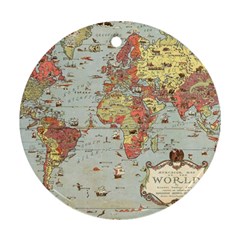 Vintage Old Antique World Map Round Ornament (two Sides)