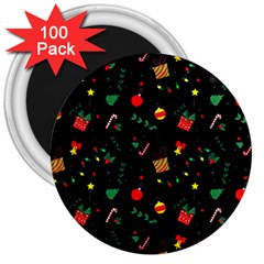 Christmas Pattern Texture Colorful Wallpaper 3  Magnets (100 Pack)