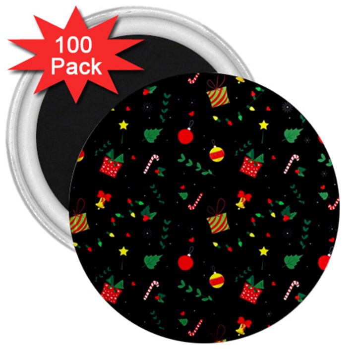 Christmas Pattern Texture Colorful Wallpaper 3  Magnets (100 pack)