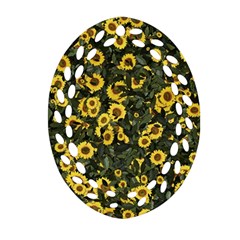 Sunflowers Yellow Flowers Flowers Digital Drawing Ornament (oval Filigree)