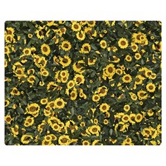 Sunflowers Yellow Flowers Flowers Digital Drawing Two Sides Premium Plush Fleece Blanket (medium)