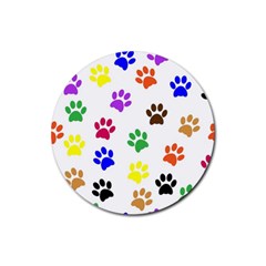 Pawprints-paw-prints-paw-animal Rubber Round Coaster (4 Pack) by Ravend