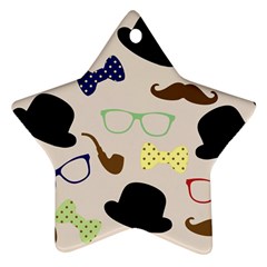 Moustache-hat-bowler-bowler-hat Star Ornament (two Sides)