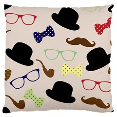 Moustache-hat-bowler-bowler-hat Large Cushion Case (one Side)