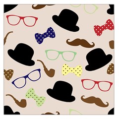 Moustache-hat-bowler-bowler-hat Square Satin Scarf (36  X 36 )