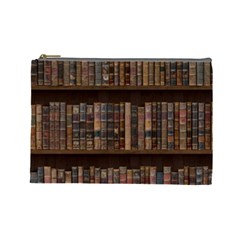 Old Bookshelf Orderly Antique Books Cosmetic Bag (large) by Ravend