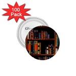 Assorted Title Of Books Piled In The Shelves Assorted Book Lot Inside The Wooden Shelf 1.75  Buttons (100 pack)  Front