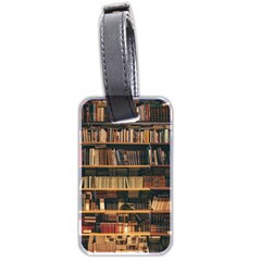 Books On Bookshelf Assorted Color Book Lot In Bookcase Library Luggage Tag (two Sides) by Ravend