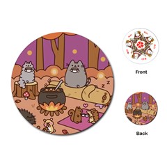Pusheen Cute Fall The Cat Playing Cards Single Design (round)