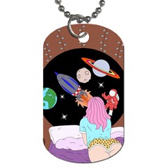 Girl Bed Space Planet Spaceship Dog Tag (two Sides)