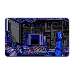 Blue Computer Monitor With Chair Game Digital Art Magnet (rectangular) by Bedest