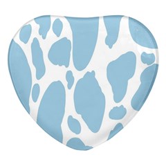 Cow Print, Aesthetic, Y, Blue, Baby Blue, Pattern, Simple Heart Glass Fridge Magnet (4 Pack) by nateshop