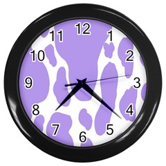 Cow Print, Aesthetic,violelilac, Animal, Purple, Simple Wall Clock (black) by nateshop