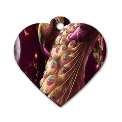 Peacock Dream, Fantasy, Flower, Girly, Peacocks, Pretty Dog Tag Heart (two Sides) by nateshop