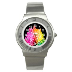 Abstract, Amoled, Back, Flower, Green Love, Orange, Pink, Stainless Steel Watch by nateshop