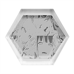 Ahegao Pink, Anime, Girl, Girlface, Girls, Pattern, White, Hd Hexagon Wood Jewelry Box by nateshop