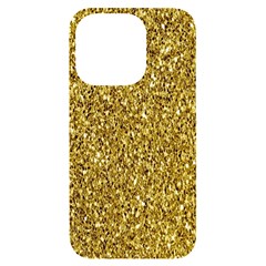Gold Glittering Background Gold Glitter Texture, Close-up Iphone 14 Pro Black Uv Print Case by nateshop