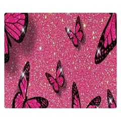 Butterfly, Girl, Pink, Wallpaper Premium Plush Fleece Blanket (small) by nateshop