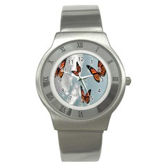 Aesthetic Butterfly , Butterflies, Nature, Stainless Steel Watch by nateshop