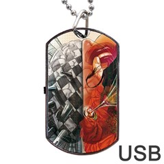 Left And Right Brain Illustration Splitting Abstract Anatomy Dog Tag Usb Flash (one Side) by Bedest