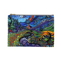 Multicolored Abstract Painting Artwork Psychedelic Colorful Cosmetic Bag (large)