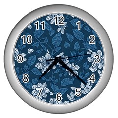 Pattern Flower Nature Wall Clock (silver)