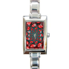 Fractal Red Spiral Abstract Art Rectangle Italian Charm Watch